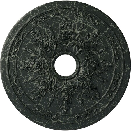 Ekena Millwork Rose and Ribbon Medallion (Canopies up to 4"), 23 5/8"OD x 4"ID x 1 1/2"P, Painted Turtle Crackle CM23ROPTC